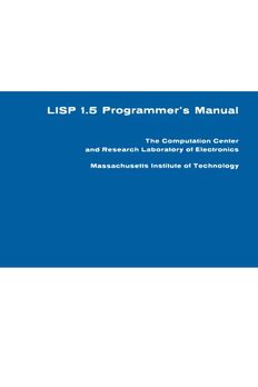 LISP 1.5 Programmer's Manual book cover